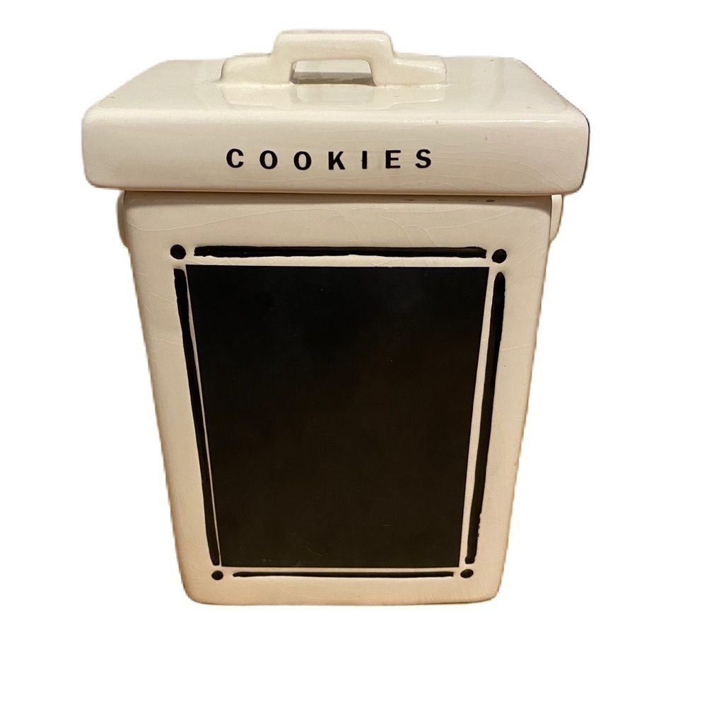 Vintage MSRF Black White Chalkboard Cookie Jar Ceramic Canister Cookies